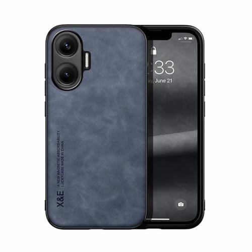 Funda de cuero magnética con textura de piel para Redmi Turbo 4 Pro (azul)