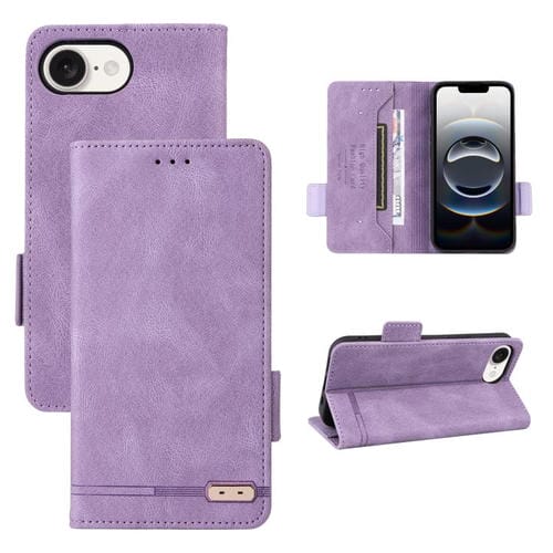 Funda de Cuero con Cierre Magnético para iPhone 16E (Morado)