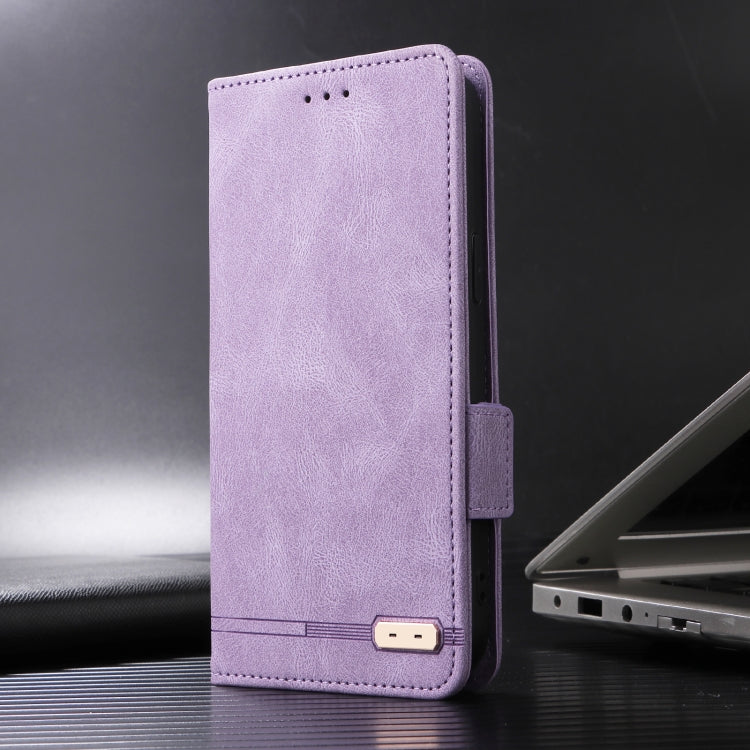 Funda de Cuero con Cierre Magnético para iPhone 16E (Morado)