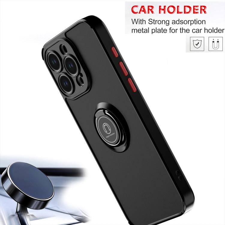 Funda de TPU + PC con anillo para iPhone 15 Pro Max Q Shadow 1 Series (Negro + Negro)