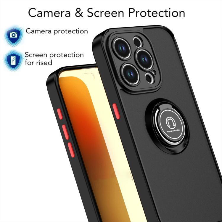 Funda de TPU + PC con anillo para iPhone 15 Pro Q Shadow 1 Series (verde oscuro)