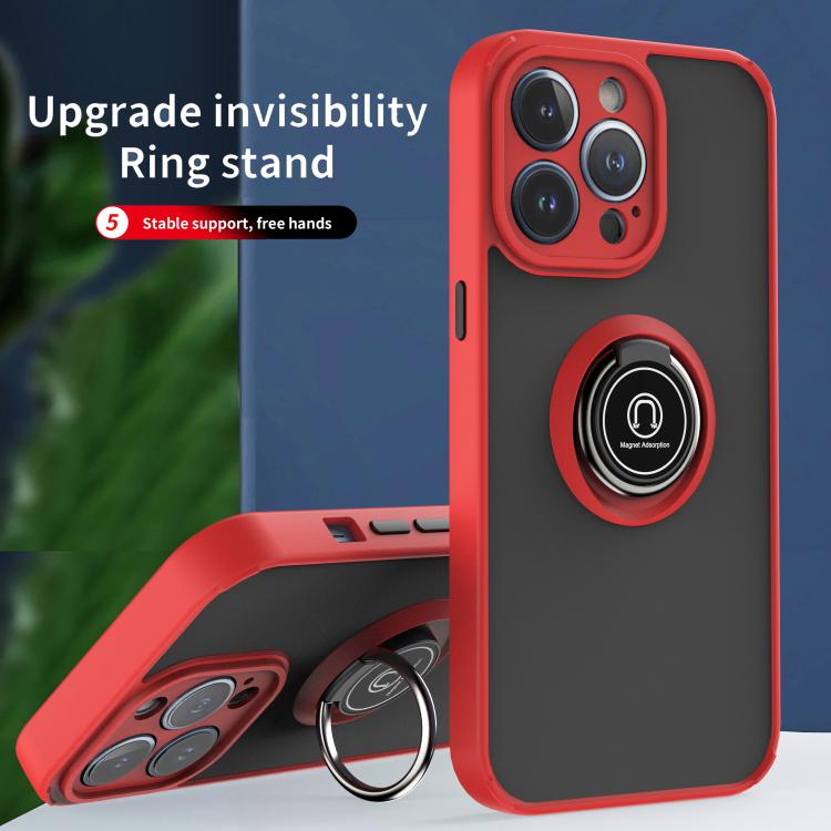 Funda de TPU + PC con anillo para iPhone 13 Pro Q Shadow 1 Series (negro y rojo)