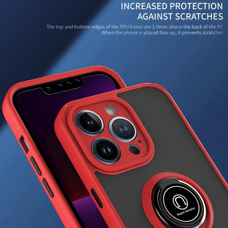 Funda de TPU + PC con anillo para iPhone 13 Pro Q Shadow 1 Series (negro y rojo)