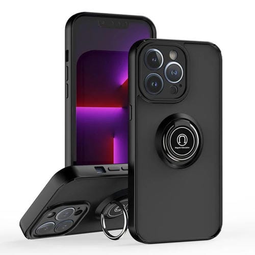 Funda de TPU + PC con anillo para iPhone 13 Pro Q Shadow 1 Series (Negro + Negro)