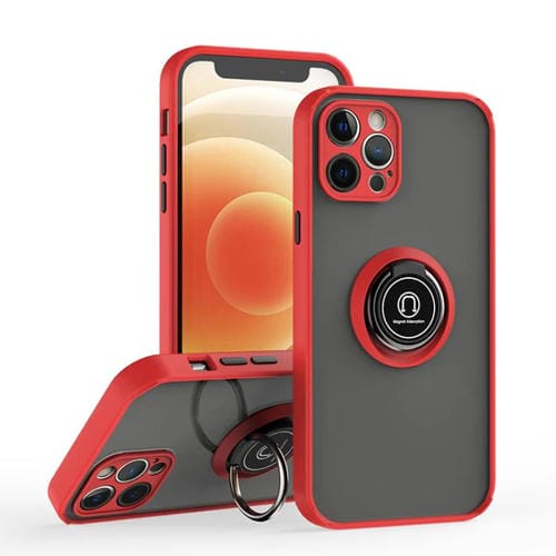 Funda de TPU + PC con anillo para iPhone 12 Pro Q Shadow 1 Series (roja)