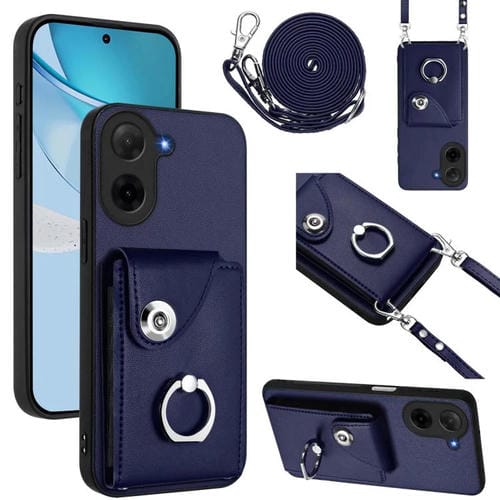 Funda para Redmi A5 4G (171,7 mm) / Poco C71 con tarjetero y anilla, con cordón largo (azul)