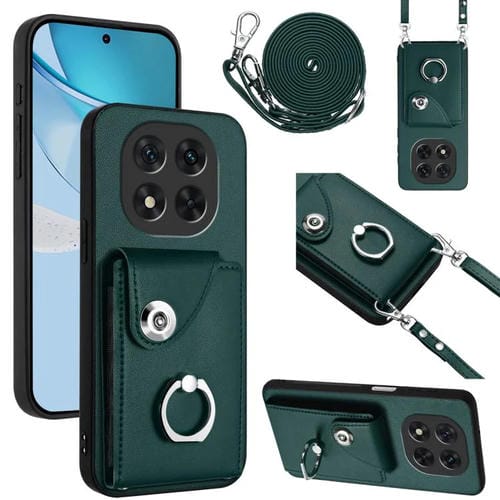 Funda para Redmi Note 14 Pro 5G con tarjetero, anilla y cordón largo (verde)