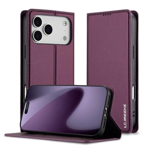 Funda de PU con textura fina esmerilada para iPhone 17 Pro LC.IMEEKE L1 Series (morada)