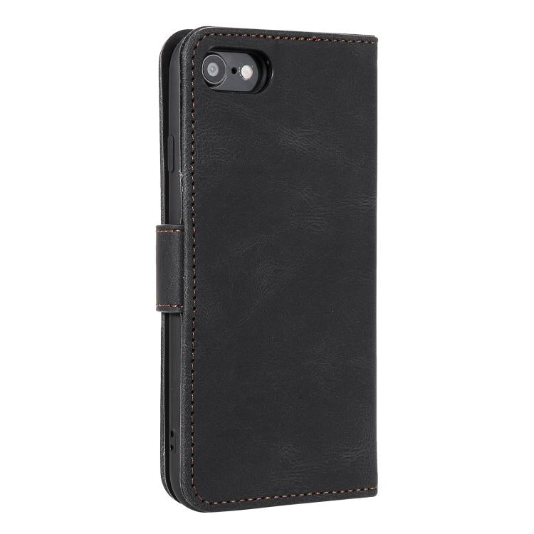 Funda para iPhone 16E Piel de Becerro Textura y Costuras Tacto de Uña (Negra)
