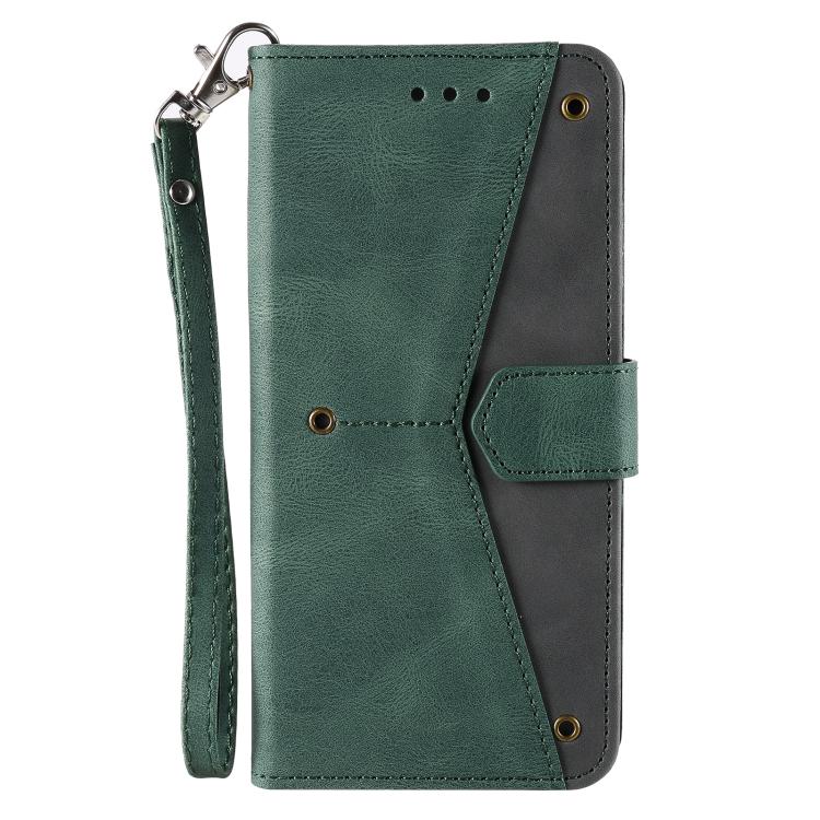 Funda para iPhone 16E Piel de Becerro Textura y Costuras Tacto de Uña (Verde)
