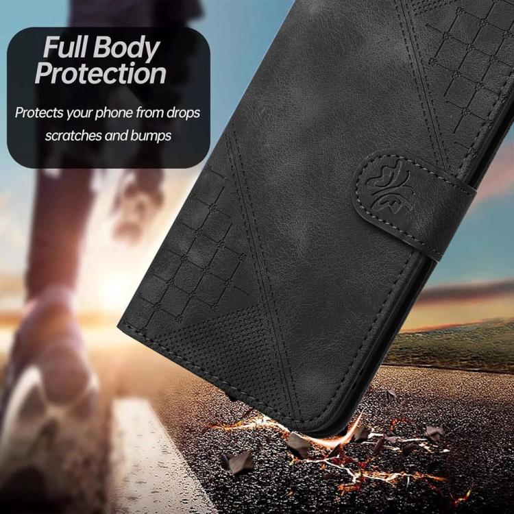Funda de Cuero para Infinix Hot 50 Pro 4G con Diseño Mariposa en Relieve y Cordón (Negro)