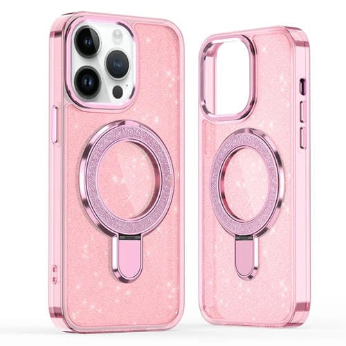 Funda para Teléfono con Soporte de Anillo Purpurina Magsafe iPhone 13 Pro Max (Rosa)