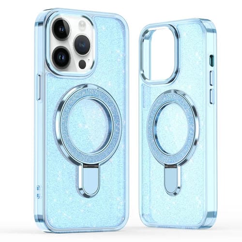 Funda para Teléfono con Soporte de Anillo Purpurina Magsafe iPhone 13 Pro Max (Azul)