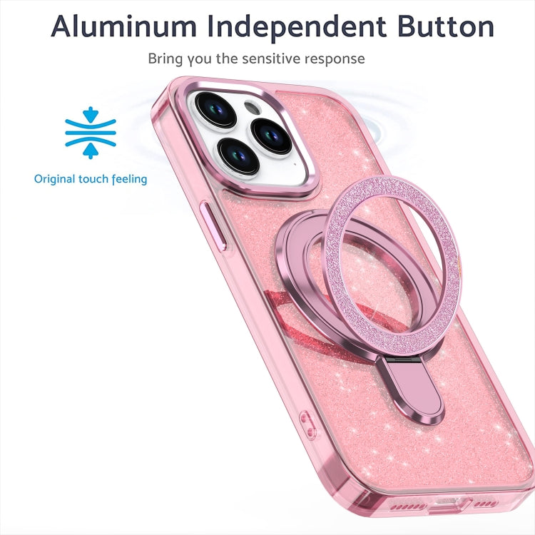 Funda para Teléfono iPhone 12 Pro Max con Soporte de Anillo Purpurina Magsafe (Blanca)