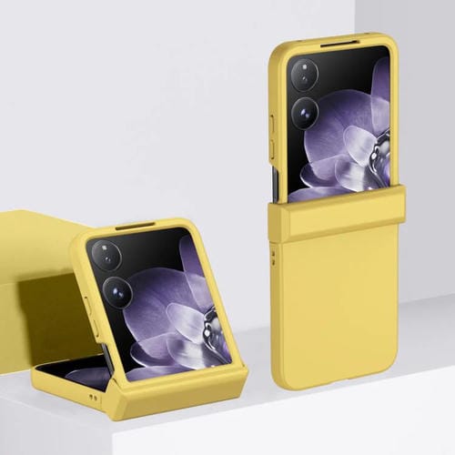Funda de PC 3 en 1 con tacto suave para Xiaomi Mix Flip 2 (amarillo limón)