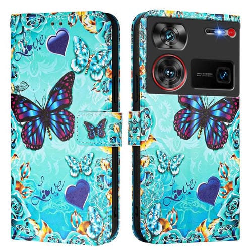 Funda de Cuero para ZTE Nubia Z60 Ultra con Diseño Dibujo Mariposa de Amor