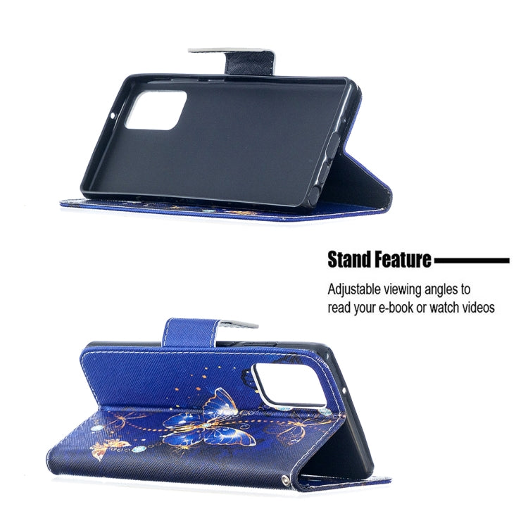 Estuche de Cuero abatible Samsung Galaxy Note20 patrón dibujo soporte ranuras tarjetas billetera (Mariposa Púrpura)