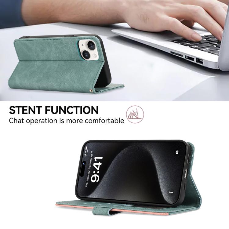 Funda de Cuero con Bloqueo de Color Abeel para OnePlus 13R Global (Cian-Rosa)