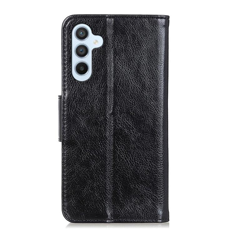 Funda de cuero con tapa horizontal y textura Nappa para Samsung Galaxy A17 5G (negra)