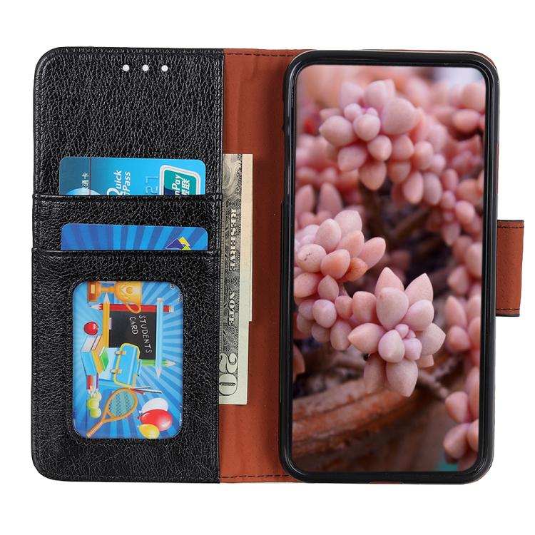 Funda de cuero con tapa horizontal y textura Nappa para Samsung Galaxy A17 5G (negra)