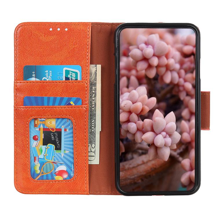 Funda de cuero con tapa horizontal y textura Nappa para Samsung Galaxy A07 5G (naranja)