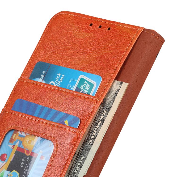Funda de cuero con tapa horizontal y textura Nappa para Samsung Galaxy A07 5G (naranja)