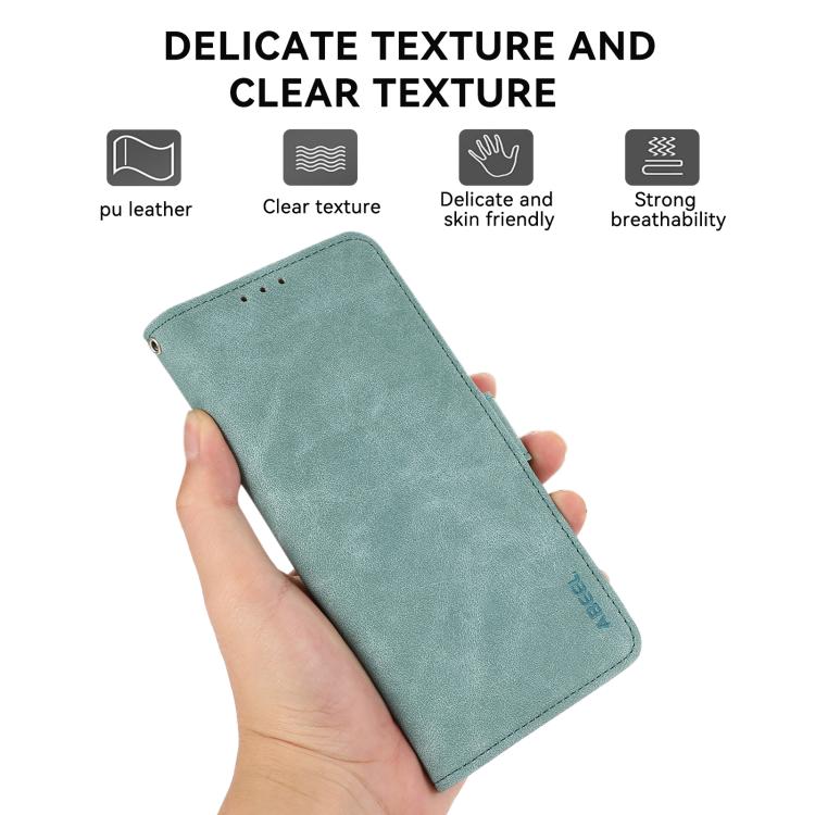 Funda de cuero magnético ABEEL con protección RFID para Samsung Galaxy A17 5G (cian)
