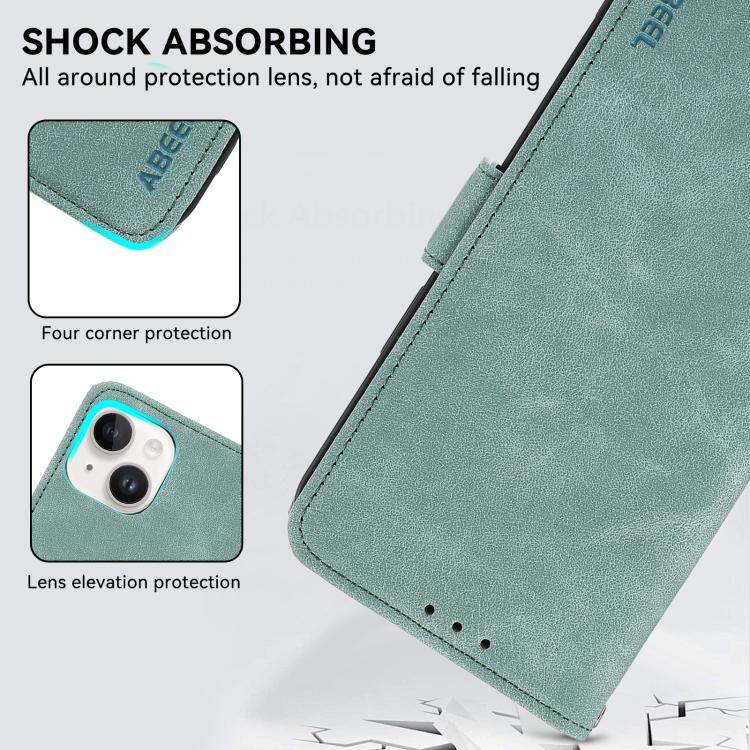 Funda de cuero magnético ABEEL con protección RFID para Samsung Galaxy A17 5G (cian)