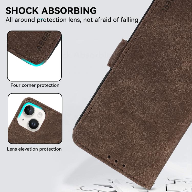 Funda de cuero magnético ABEEL con protección RFID para Samsung Galaxy A17 5G (marrón)