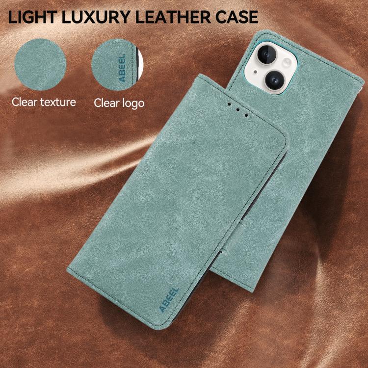 Funda de cuero magnético ABEEL con protección RFID para Samsung Galaxy A07 5G (cian)