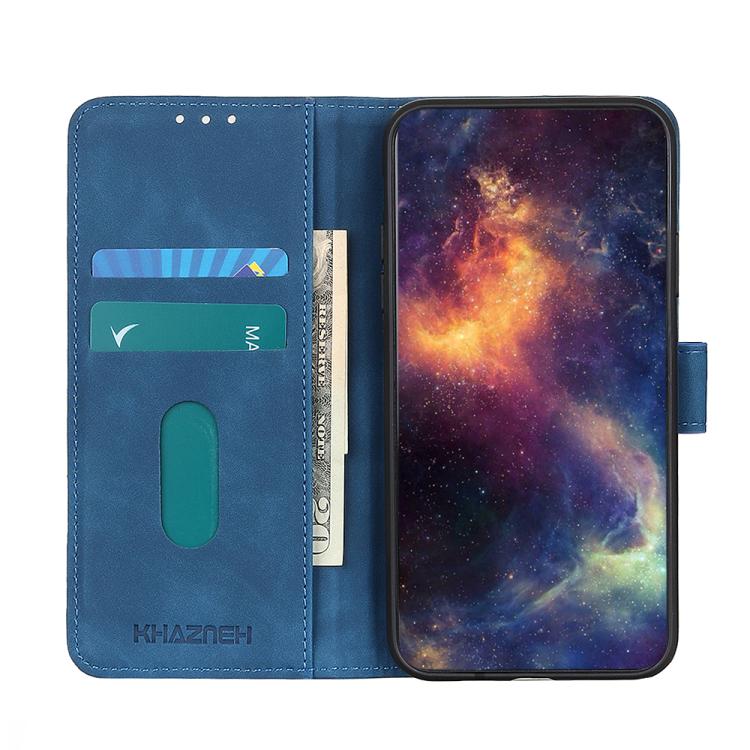 Funda de cuero con tapa horizontal y textura retro KHAZNEH para Samsung Galaxy A07 5G (azul)