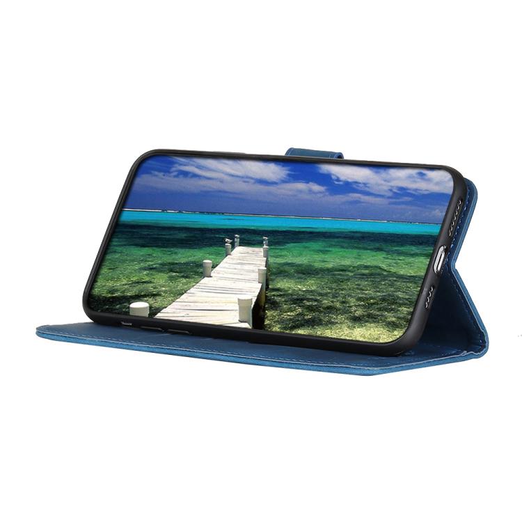 Funda de cuero con tapa horizontal y textura retro KHAZNEH para Samsung Galaxy A07 5G (azul)