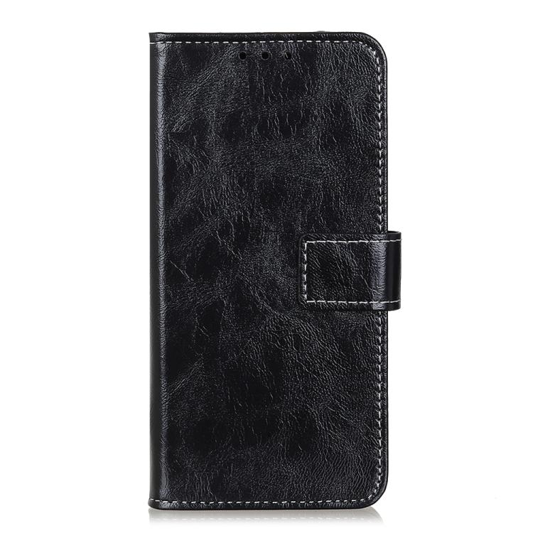 Funda de cuero con textura retro de caballo loco para Samsung Galaxy A17 5G (negra)