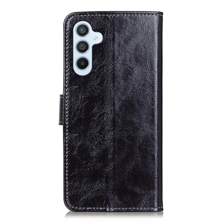 Funda de cuero con textura retro de caballo loco para Samsung Galaxy A17 5G (negra)