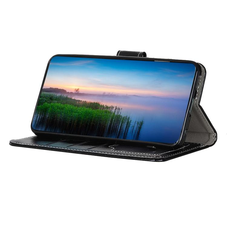 Funda de cuero con textura retro de caballo loco para Samsung Galaxy A17 5G (negra)