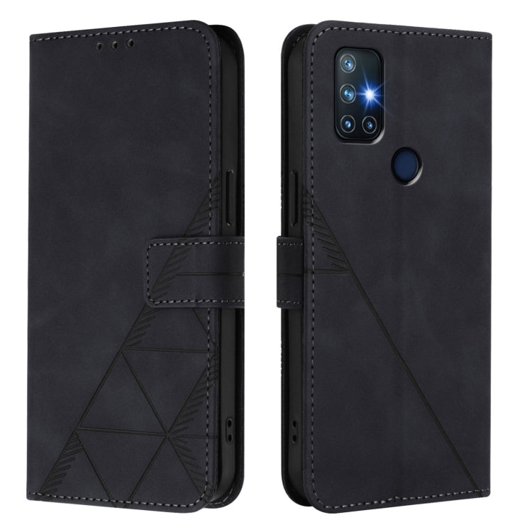 Funda de Cuero con Tapa y Relieve 3D para OnePlus Nord N10 5G (Negra)