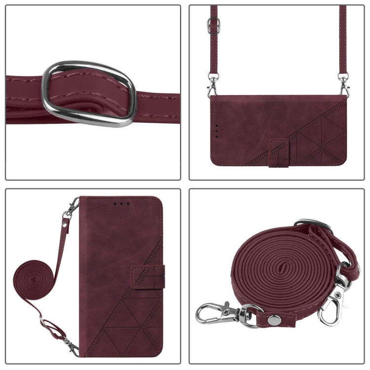 Funda de Cuero con Tapa y Relieve 3D para OnePlus Nord N10 5G (Rojo Vino)