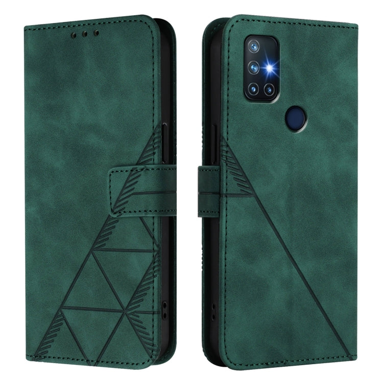 Funda de Cuero con Tapa y Relieve 3D para OnePlus Nord N10 5G (Verde)