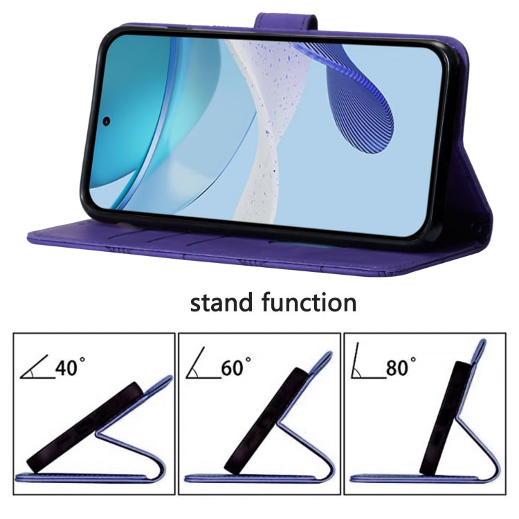 Funda de Cuero con Tapa y Relieve 3D para OnePlus Nord N10 5G (Morado)