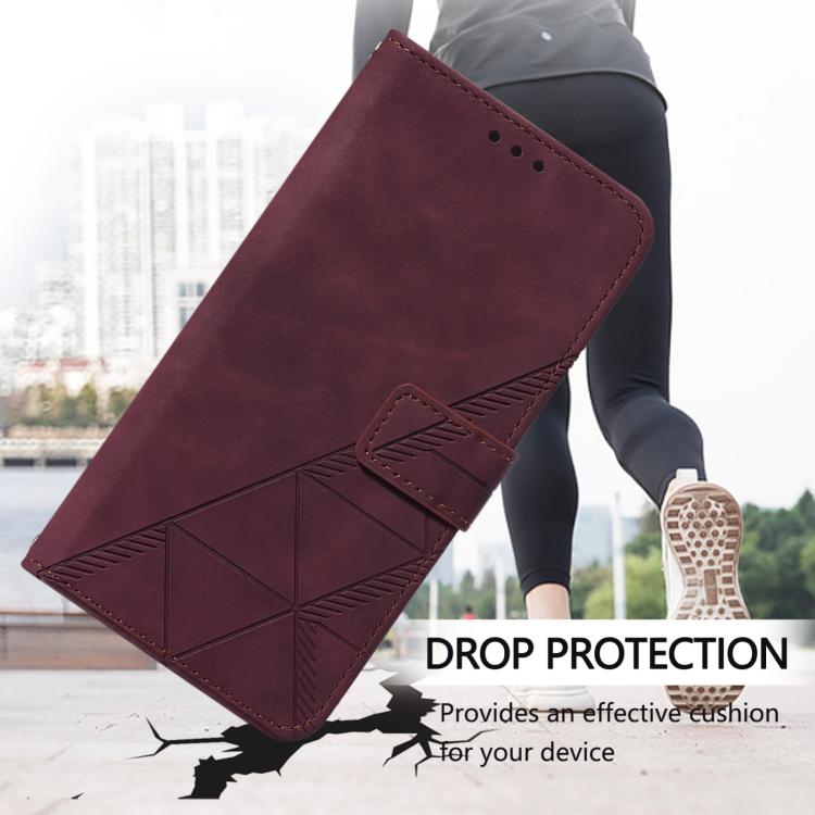 Funda de Cuero con Tapa y Relieve 3D para OnePlus Ace 5 Pro / Ace 5 / 13R (Rojo Vino)