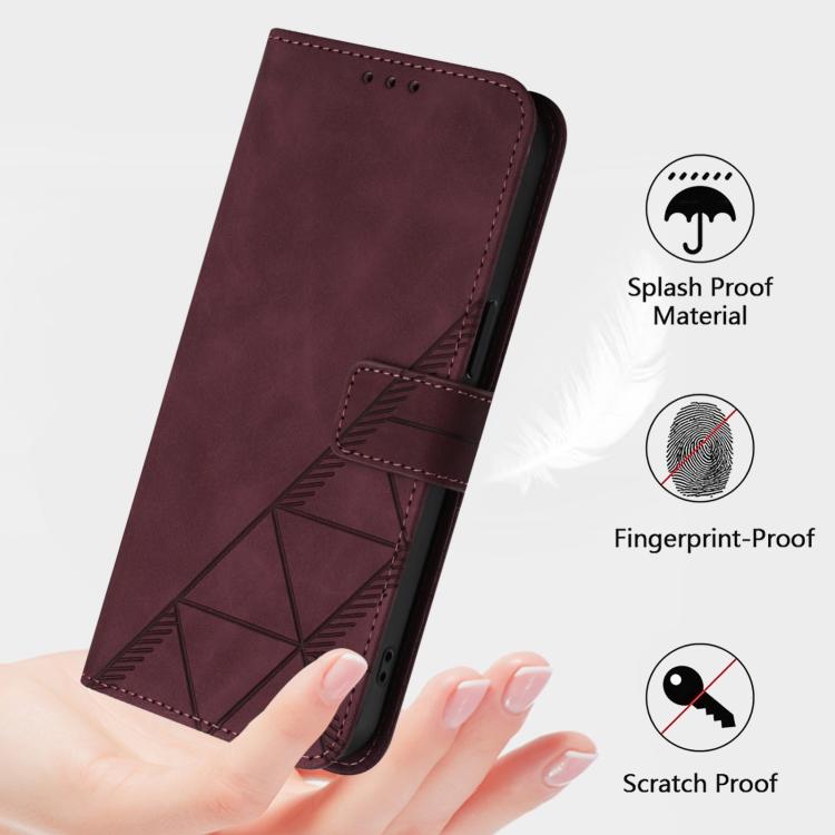 Funda de Cuero con Tapa y Relieve 3D para OnePlus Ace 5 Pro / Ace 5 / 13R (Rojo Vino)