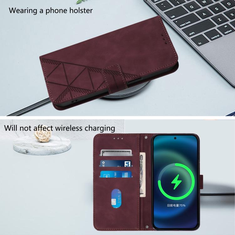 Funda de Cuero con Tapa y Relieve 3D para OnePlus Ace 5 Pro / Ace 5 / 13R (Rojo Vino)