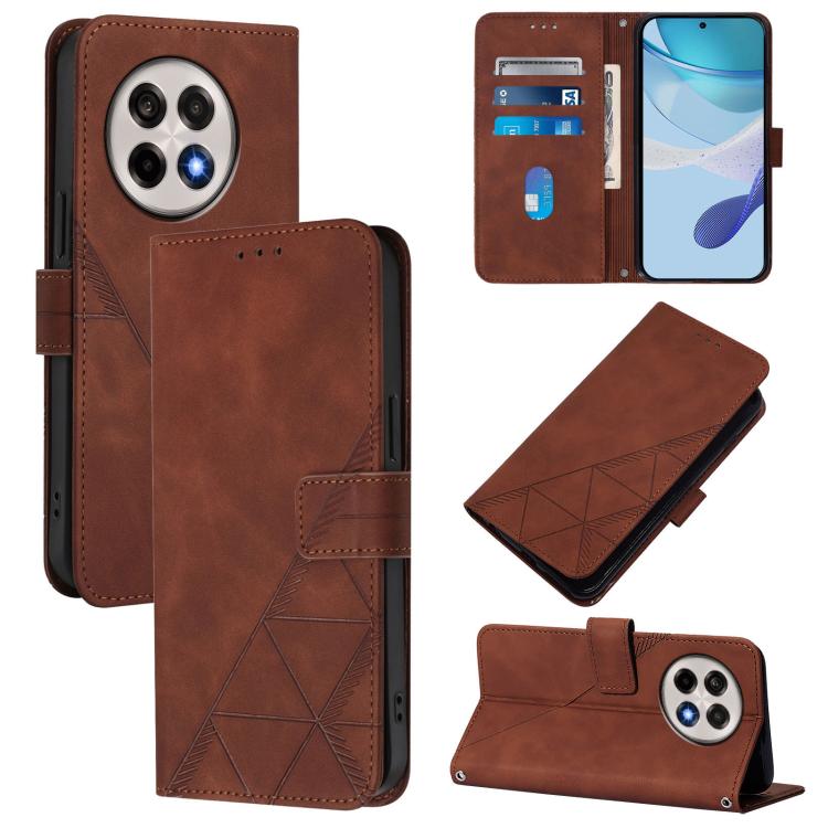 Funda de Cuero con Tapa y Relieve 3D para OnePlus Ace 5 Pro / Ace 5 / 13R (Marrón)
