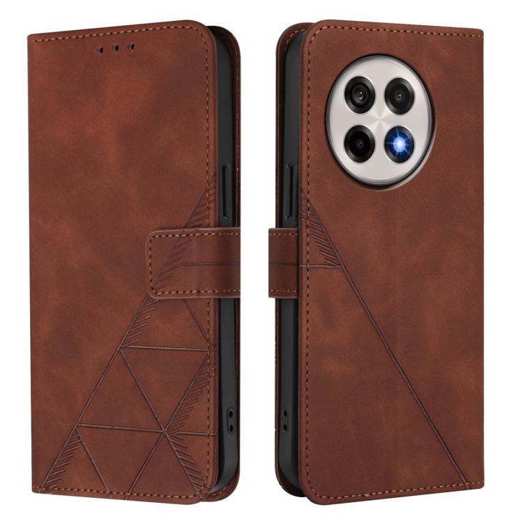 Funda de Cuero con Tapa y Relieve 3D para OnePlus Ace 5 Pro / Ace 5 / 13R (Marrón)