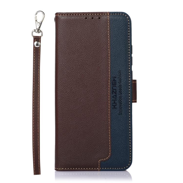 Funda de cuero con textura de lichi KHAZNEH RFID para Samsung Galaxy A17 5G (marrón)