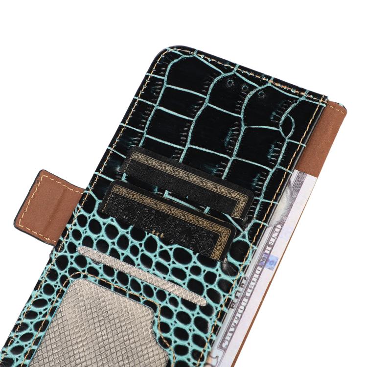 Funda de piel de vacuno con capa superior de cocodrilo para Samsung Galaxy A17 5G (verde)