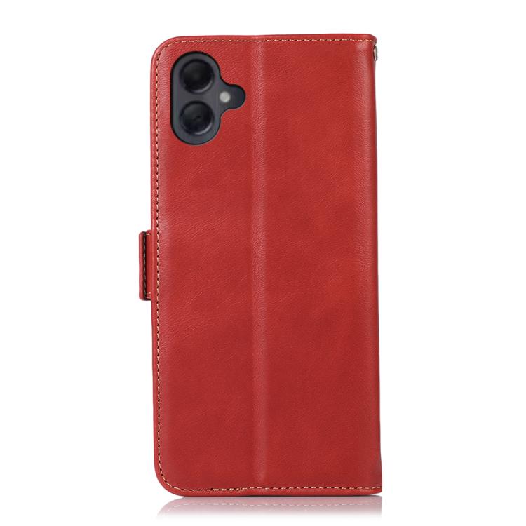 Funda magnética de cuero genuino con textura Crazy Horse RFID para Samsung Galaxy A07 5G (roja)
