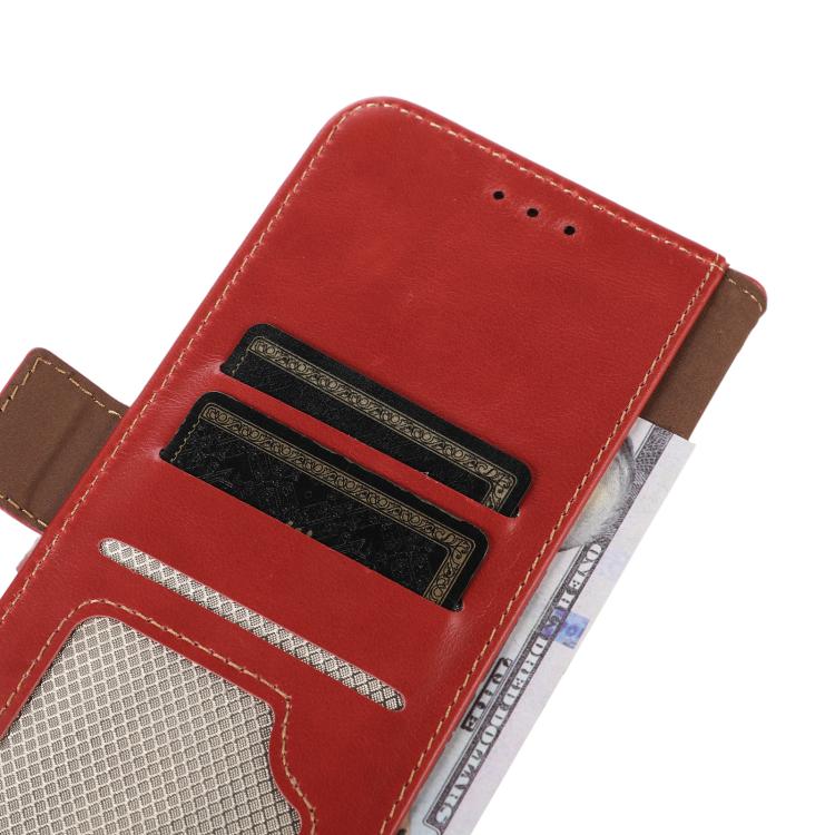 Funda magnética de cuero genuino con textura Crazy Horse RFID para Samsung Galaxy A07 5G (roja)