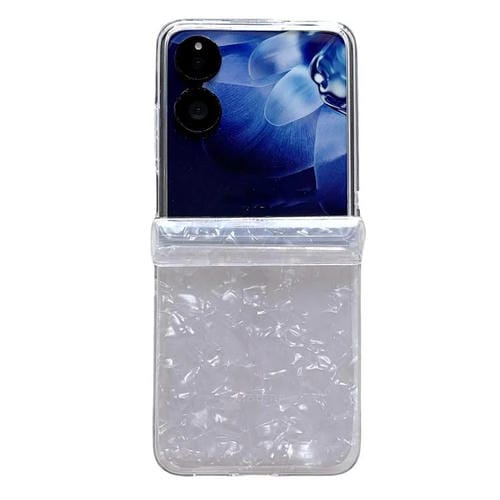 Funda de tres piezas con textura perlada para Xiaomi Mix Flip 2 (blanca)