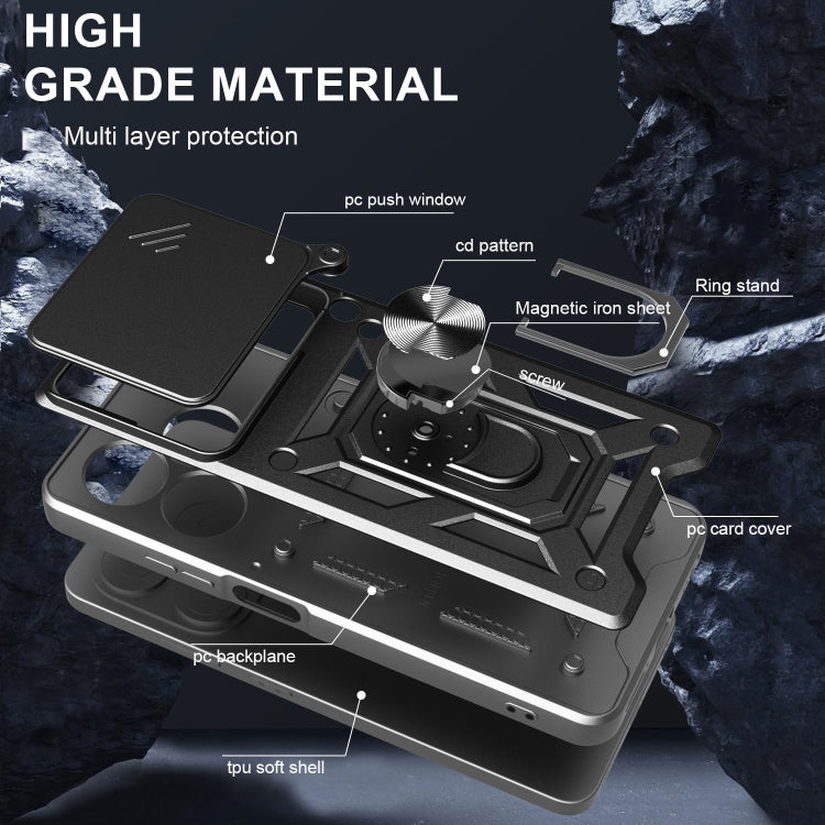 Funda para Teléfono Itel P55 4G TPU y PC con Cámara Deslizante (Dorada)